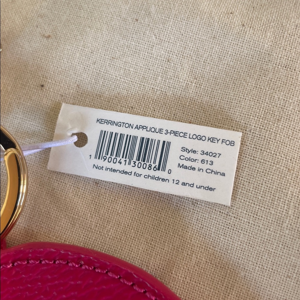 Tory Burch Pink and Blue Logo Keychain - Picture 4 of 4